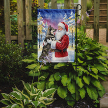 Load image into Gallery viewer, Norwegian Elkhound with Santa Claus Garden Flag