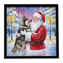Load image into Gallery viewer, Norwegian Elkhound with Santa Claus Framed Metal Print
