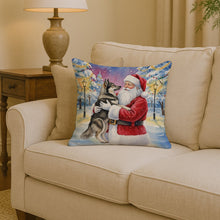 Load image into Gallery viewer, Norwegian Elkhound with Santa Claus Throw Pillow