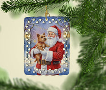 Load image into Gallery viewer, Norwich Terrier with Santa Claus Porcelain Ornament