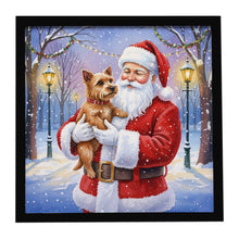 Load image into Gallery viewer, Norwich Terrier with Santa Claus Framed Metal Print