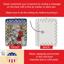 Load image into Gallery viewer, Old English Sheepdog with Santa Claus Porcelain Ornament