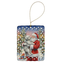 Load image into Gallery viewer, Old English Sheepdog with Santa Claus Porcelain Ornament