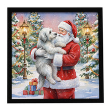 Load image into Gallery viewer, Old English Sheepdog with Santa Claus Framed Metal Print