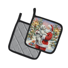 Load image into Gallery viewer, Old English Sheepdog with Santa Claus Pair of Pot Holders