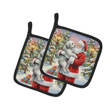 Load image into Gallery viewer, Old English Sheepdog with Santa Claus Pair of Pot Holders