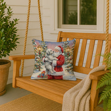 Load image into Gallery viewer, Old English Sheepdog with Santa Claus Throw Pillow