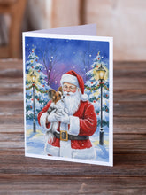 Load image into Gallery viewer, Papillon with Santa Claus Greeting Cards Pack of 8