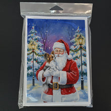 Load image into Gallery viewer, Papillon with Santa Claus Greeting Cards Pack of 8