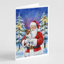 Load image into Gallery viewer, Papillon with Santa Claus Greeting Cards Pack of 8