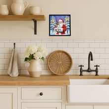 Load image into Gallery viewer, Papillon with Santa Claus Framed Metal Print