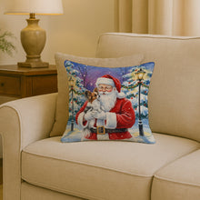 Load image into Gallery viewer, Papillon with Santa Claus Throw Pillow