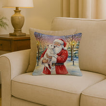 Load image into Gallery viewer, White Pit Bull Terrier with Santa Claus Throw Pillow
