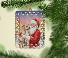 Load image into Gallery viewer, Pit Bull Terrier with Santa Claus Porcelain Ornament