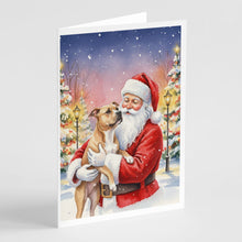 Load image into Gallery viewer, Pit Bull Terrier with Santa Claus Greeting Cards Pack of 8