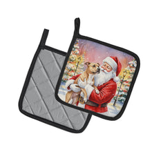 Load image into Gallery viewer, Pit Bull Terrier with Santa Claus Pair of Pot Holders