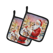 Load image into Gallery viewer, Pit Bull Terrier with Santa Claus Pair of Pot Holders