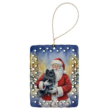 Load image into Gallery viewer, Black Pomeranian with Santa Claus Porcelain Ornament
