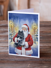 Load image into Gallery viewer, Black Pomeranian with Santa Claus Greeting Cards Pack of 8