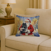 Load image into Gallery viewer, Black Pomeranian with Santa Claus Throw Pillow