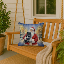 Load image into Gallery viewer, Black Pomeranian with Santa Claus Throw Pillow