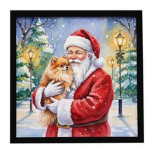 Load image into Gallery viewer, Pomeranian with Santa Claus Framed Metal Print