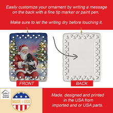 Load image into Gallery viewer, Black Pug with Santa Claus Porcelain Ornament