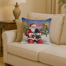 Load image into Gallery viewer, Black Pug with Santa Claus Throw Pillow