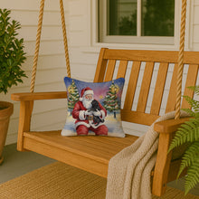 Load image into Gallery viewer, Black Pug with Santa Claus Throw Pillow