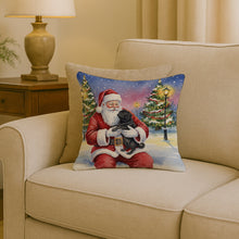 Load image into Gallery viewer, Black Pug with Santa Claus Throw Pillow