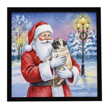 Load image into Gallery viewer, Pug with Santa Claus Framed Metal Print