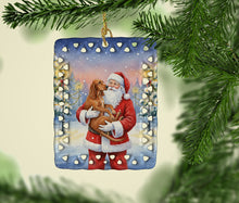 Load image into Gallery viewer, Redbone Coonhound with Santa Claus Porcelain Ornament