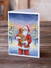 Load image into Gallery viewer, Redbone Coonhound with Santa Claus Greeting Cards Pack of 8