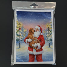 Load image into Gallery viewer, Redbone Coonhound with Santa Claus Greeting Cards Pack of 8