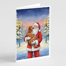 Load image into Gallery viewer, Redbone Coonhound with Santa Claus Greeting Cards Pack of 8