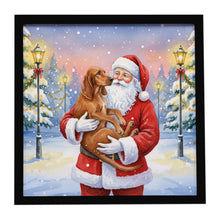 Load image into Gallery viewer, Redbone Coonhound with Santa Claus Framed Metal Print