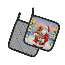 Load image into Gallery viewer, Redbone Coonhound with Santa Claus Pair of Pot Holders