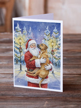 Load image into Gallery viewer, Rhodesian Ridgeback with Santa Claus Greeting Cards Pack of 8