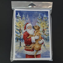 Load image into Gallery viewer, Rhodesian Ridgeback with Santa Claus Greeting Cards Pack of 8