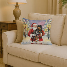 Load image into Gallery viewer, Rottweiler with Santa Claus Throw Pillow