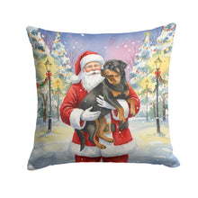 Load image into Gallery viewer, Rottweiler with Santa Claus Throw Pillow