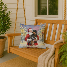 Load image into Gallery viewer, Rottweiler with Santa Claus Throw Pillow