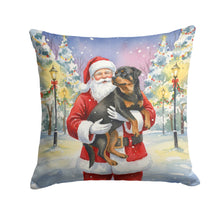 Load image into Gallery viewer, Rottweiler with Santa Claus Throw Pillow