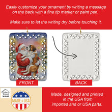 Load image into Gallery viewer, Saint Bernard with Santa Claus Porcelain Ornament