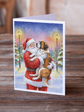 Load image into Gallery viewer, Saint Bernard with Santa Claus Greeting Cards Pack of 8