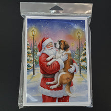 Load image into Gallery viewer, Saint Bernard with Santa Claus Greeting Cards Pack of 8