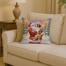 Load image into Gallery viewer, Saint Bernard with Santa Claus Throw Pillow