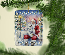 Load image into Gallery viewer, Samoyed with Santa Claus Porcelain Ornament