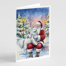 Load image into Gallery viewer, Samoyed with Santa Claus Greeting Cards Pack of 8