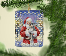 Load image into Gallery viewer, Schnauzer with Santa Claus Porcelain Ornament